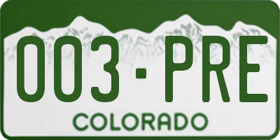 CO license plate 003PRE