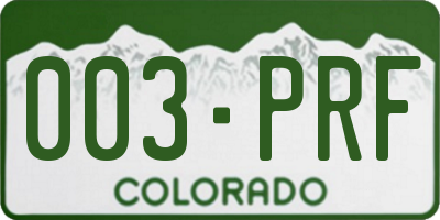 CO license plate 003PRF