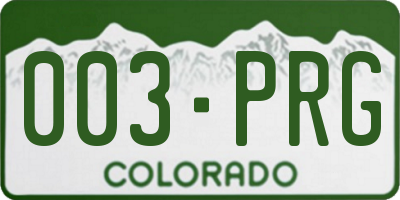 CO license plate 003PRG