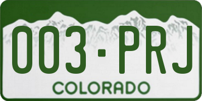 CO license plate 003PRJ