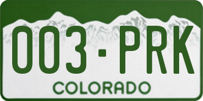 CO license plate 003PRK