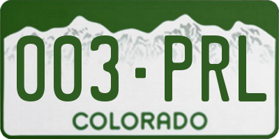CO license plate 003PRL