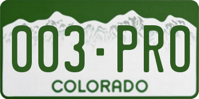 CO license plate 003PRO