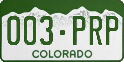 CO license plate 003PRP