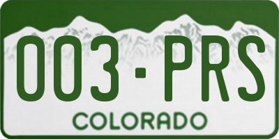 CO license plate 003PRS