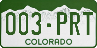 CO license plate 003PRT