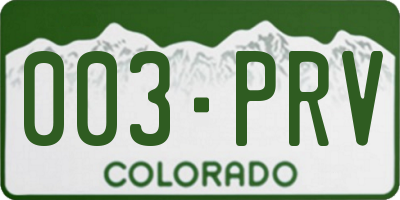 CO license plate 003PRV