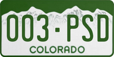 CO license plate 003PSD