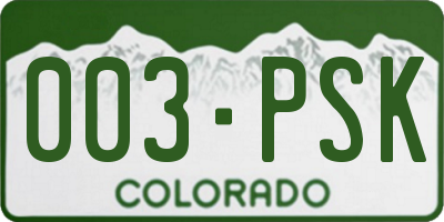 CO license plate 003PSK