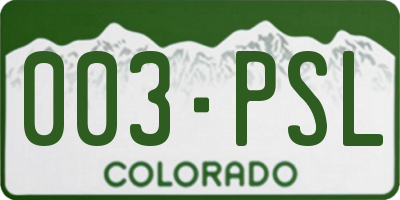 CO license plate 003PSL