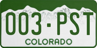 CO license plate 003PST