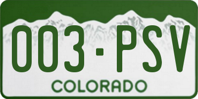 CO license plate 003PSV