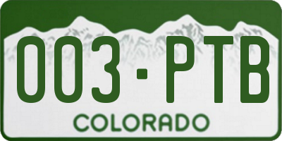 CO license plate 003PTB