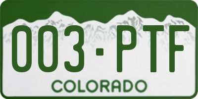 CO license plate 003PTF