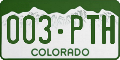 CO license plate 003PTH