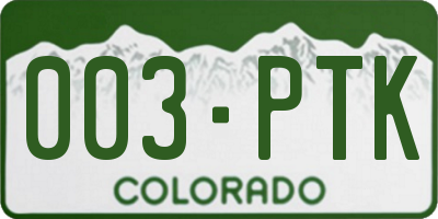 CO license plate 003PTK