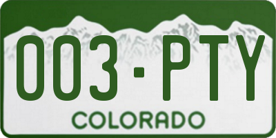 CO license plate 003PTY