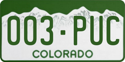 CO license plate 003PUC
