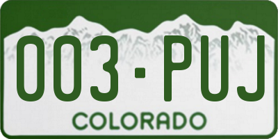 CO license plate 003PUJ