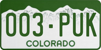 CO license plate 003PUK