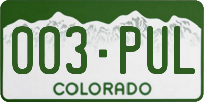 CO license plate 003PUL