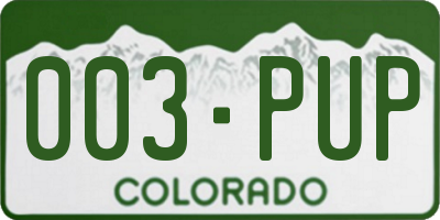 CO license plate 003PUP