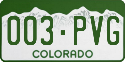 CO license plate 003PVG