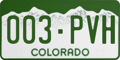CO license plate 003PVH