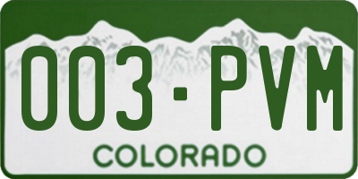 CO license plate 003PVM