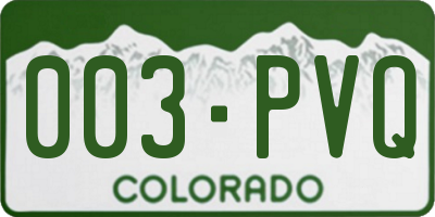 CO license plate 003PVQ
