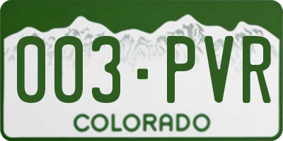 CO license plate 003PVR