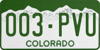 CO license plate 003PVU