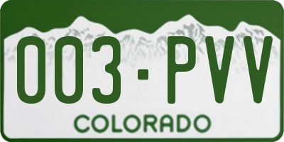 CO license plate 003PVV