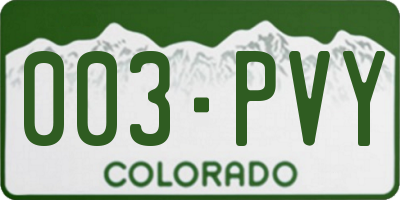 CO license plate 003PVY