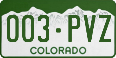 CO license plate 003PVZ
