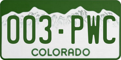 CO license plate 003PWC