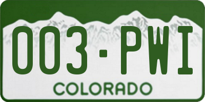 CO license plate 003PWI