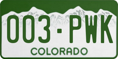 CO license plate 003PWK