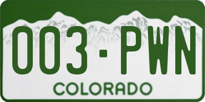 CO license plate 003PWN