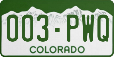 CO license plate 003PWQ