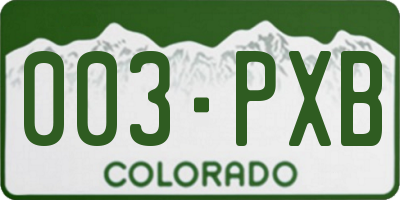 CO license plate 003PXB
