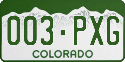 CO license plate 003PXG