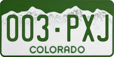 CO license plate 003PXJ