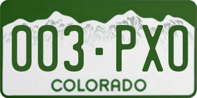 CO license plate 003PXO