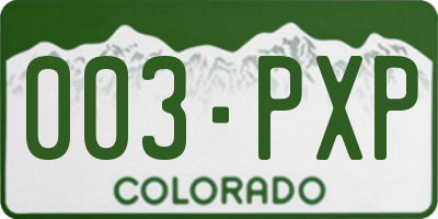 CO license plate 003PXP