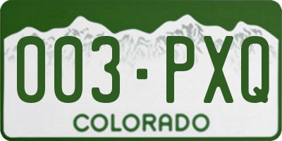 CO license plate 003PXQ