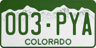 CO license plate 003PYA