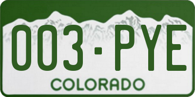 CO license plate 003PYE