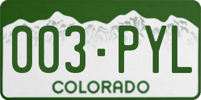 CO license plate 003PYL