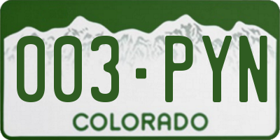 CO license plate 003PYN